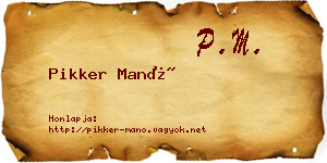 Pikker Manó névjegykártya